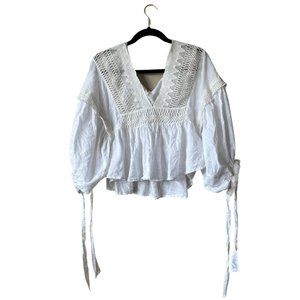 Free People White Blouse - Sz M *ALL SALES DONATED*